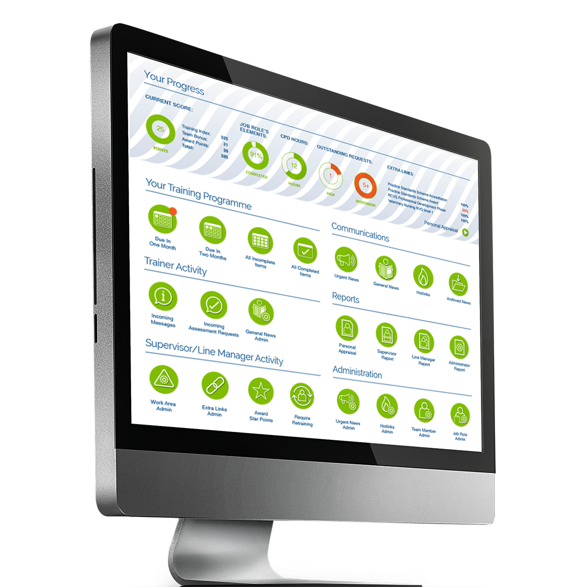 Best document management software - computer monitor showing Training-Progress home screen Training Progress Computer-Image-Flipped Best Compliance and Healthcare Training Software for Enhance Efficiency